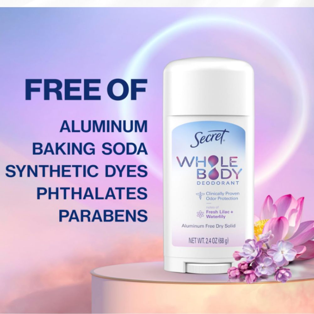 Secret Whole Body Deodorant Stick – Lilac & Waterlily, Aluminum Free