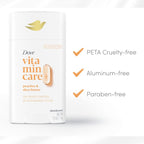 Dove VitaminCare+ Aluminum Free Deodorant Stick – 72H Odor Protection, Peaches & Shea Butter (2.6 oz)